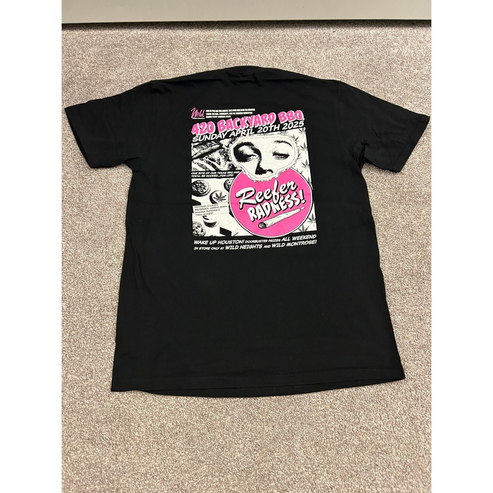 Wild Concepts T-Shirt Mens Medium Black Excellent Reefer Radness 420 BBQ Tee